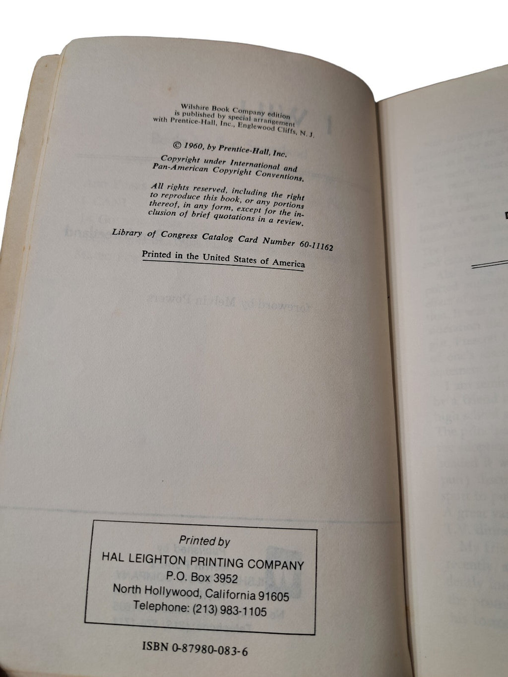 Vintage 1960 I Will by Ben Sweetland foreward by Melvin Powers