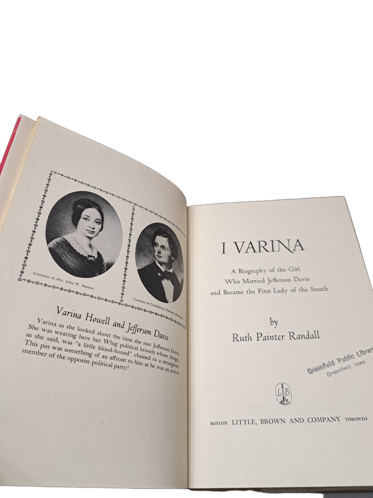 Vintage 1962 edition of I, Varina by Ruth Painter Randall