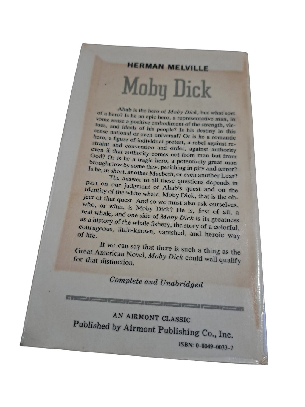 Vintage Moby Dick book by Herman Melville