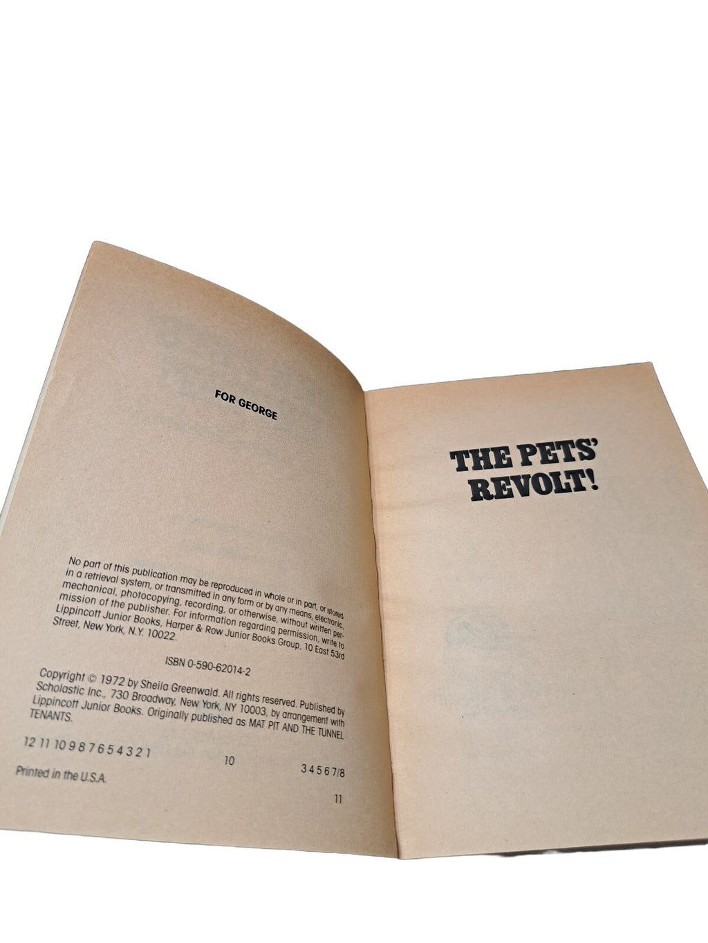 Vintage 1972 The Pets' Revolt! by Sheila Greenwald