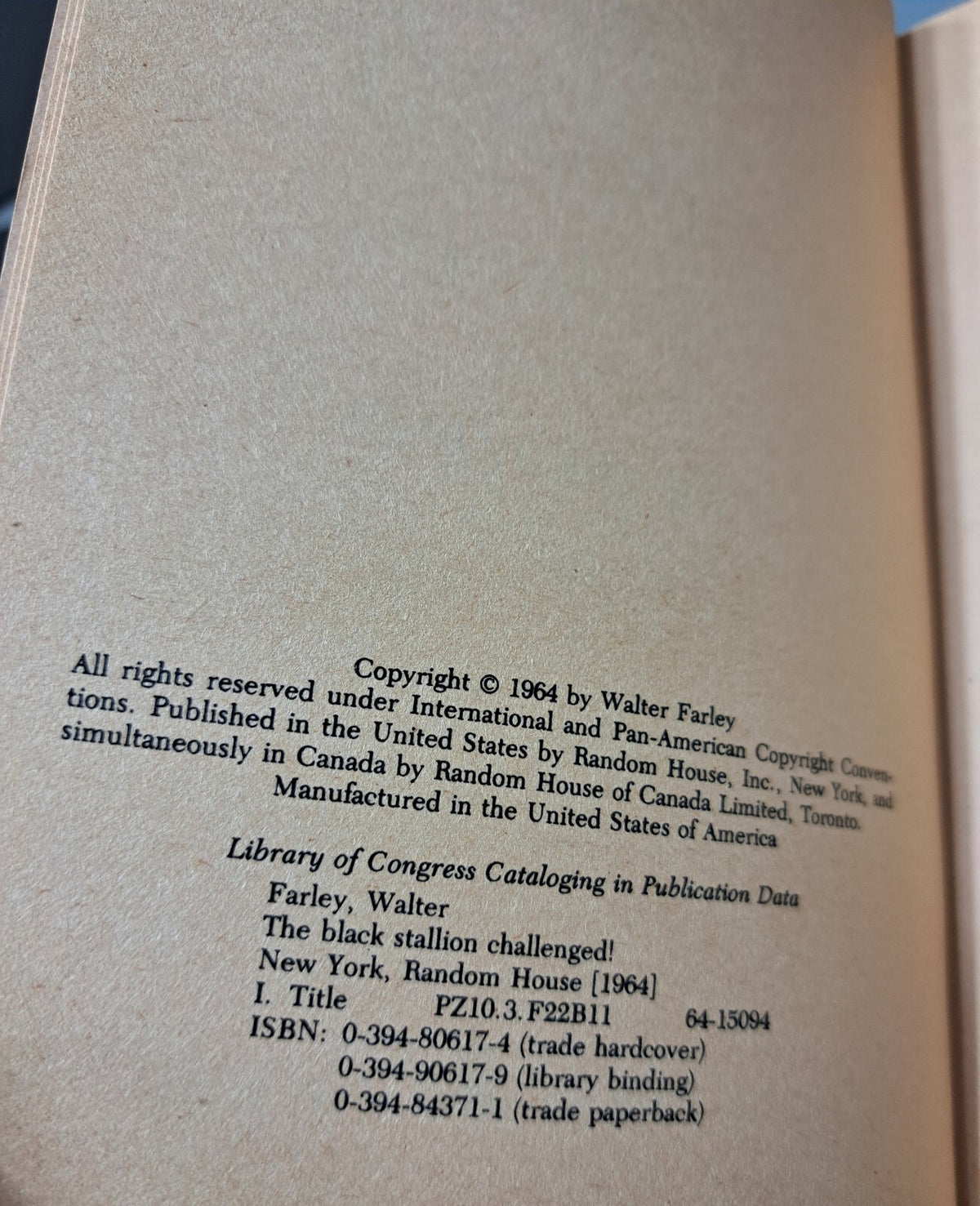 Vintage 1964 The Black Stallion Challenged! book by Walter Farley