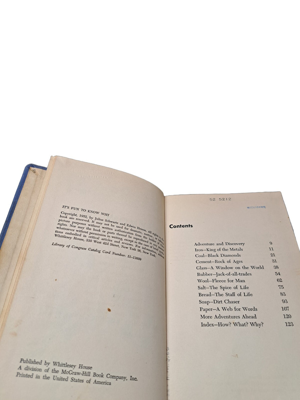 Vintage 1952 It's Fun To Know Why book by Julius Schwartz