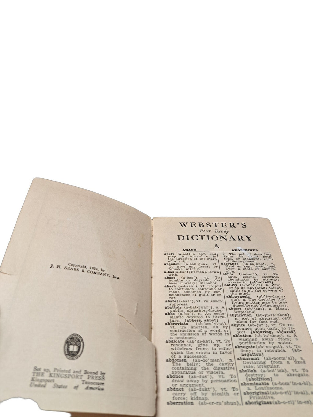 Vintage 1928 Webster's Ever Ready Dictionary of the English Language