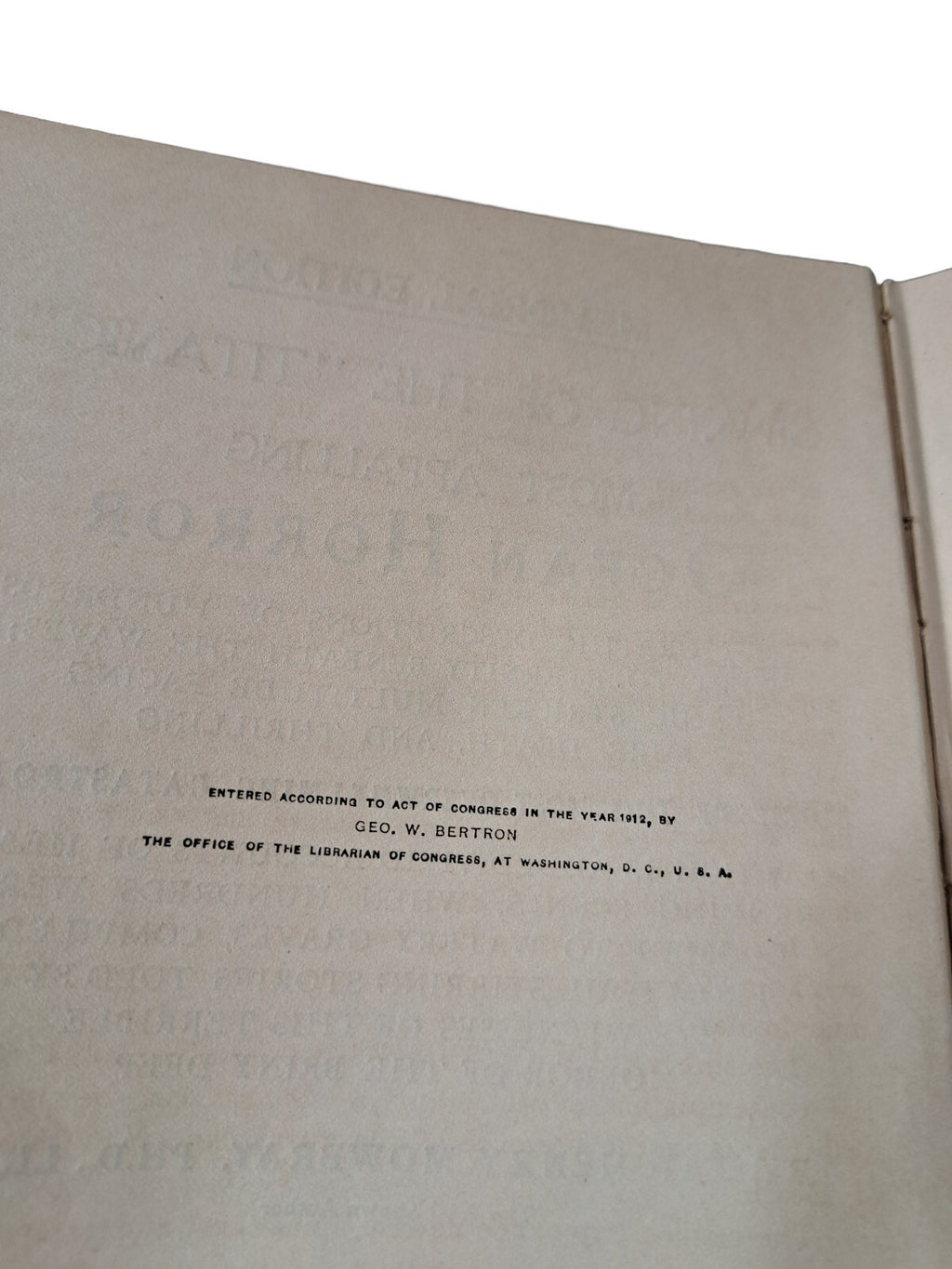 Vintage 1912 Memorial Edition of Sinking of The Titanic book by Jay Mowbray