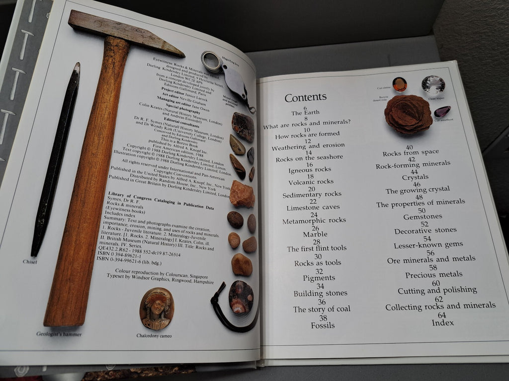 Vintage 1988 first edition of Rocks & Minerals by Eyewitness Books