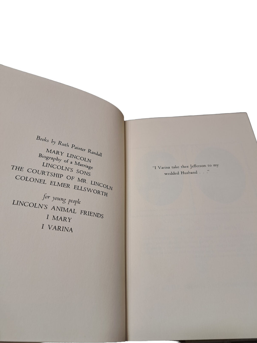 Vintage 1962 edition of I, Varina by Ruth Painter Randall