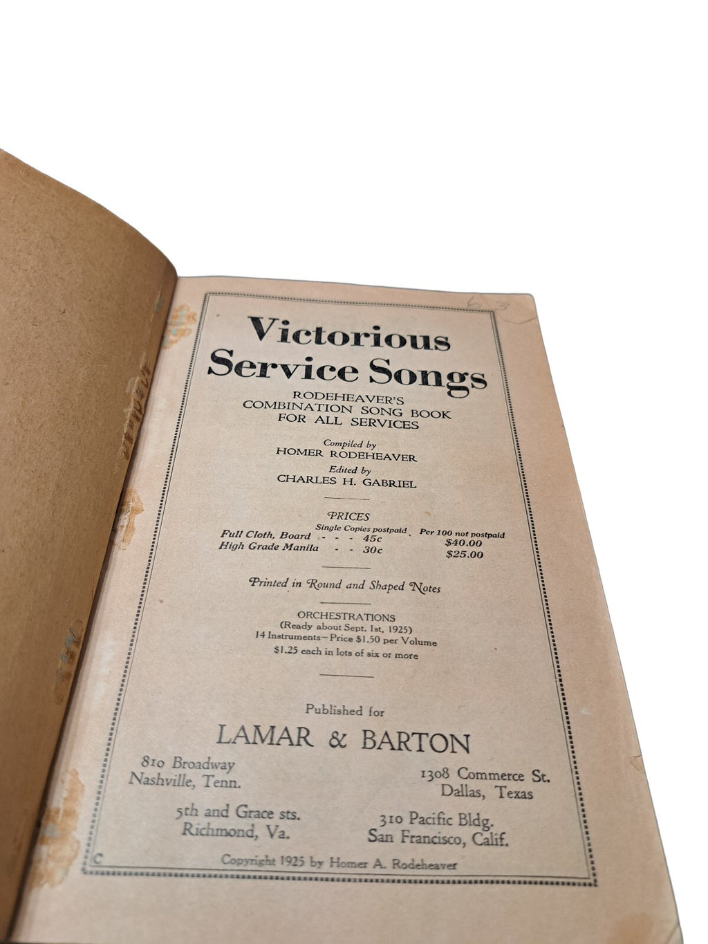 Vintage 1925 Victorious Service Songs, Shaped Note Edition book