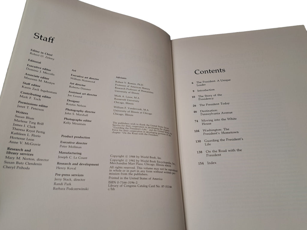 Vintage 1988 edition of World Book of America's Presidents: The President's World