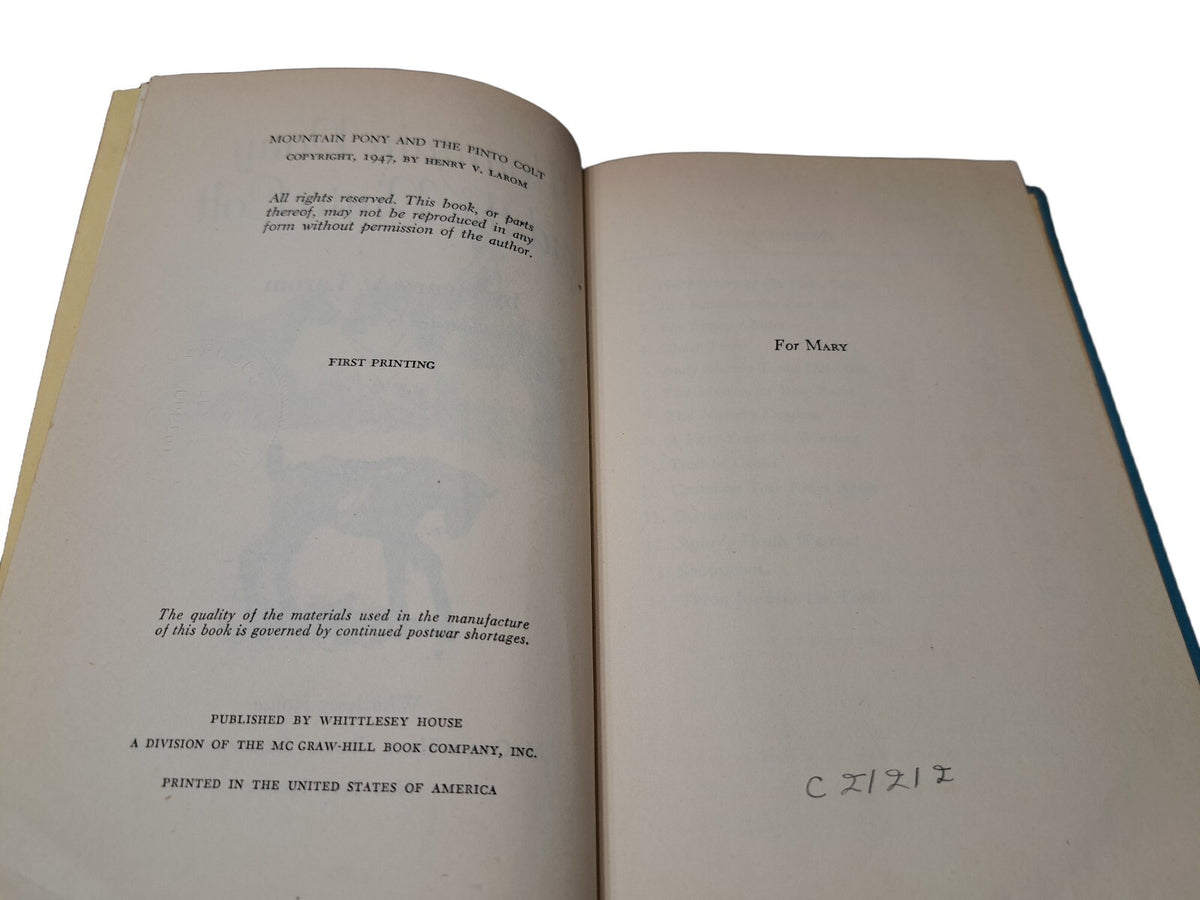 Vintage 1947 Mountain Pony and the Pinto Colt book by Henry V Larom