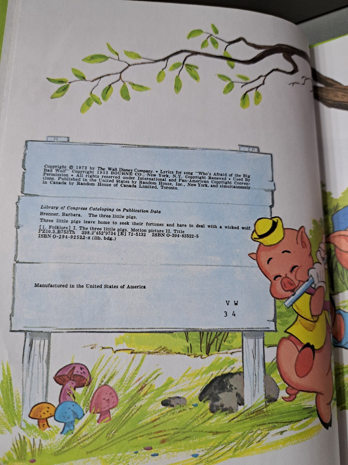 Vintage 1972 Walt Disney's The Three Little Pigs