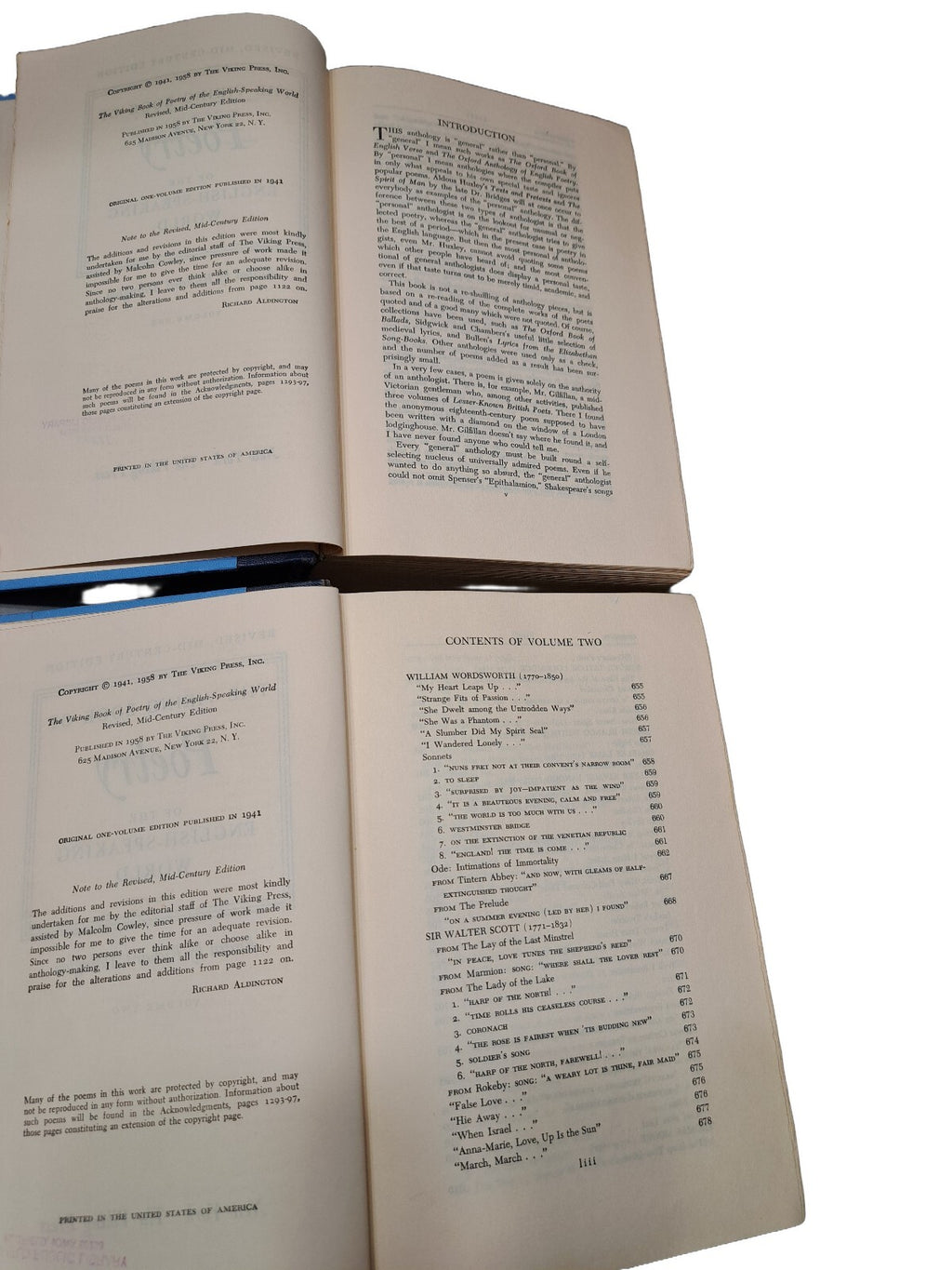 Vintage 1958 The Viking Book of Poetry books 1 & 2