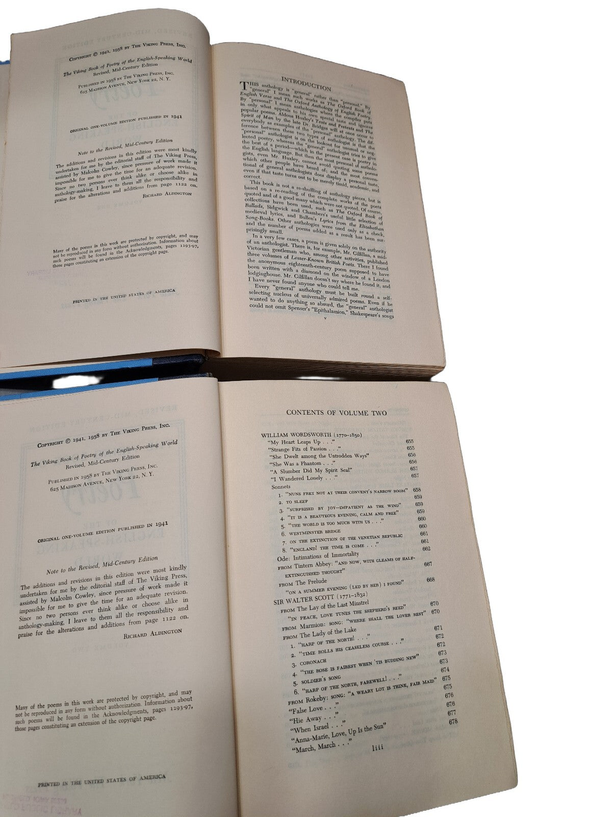 Vintage 1958 The Viking Book of Poetry books 1 & 2