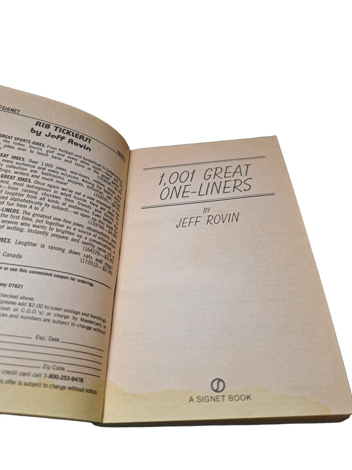 Vintage 1989 1,001 Great One-Liners by Jeff Rovin