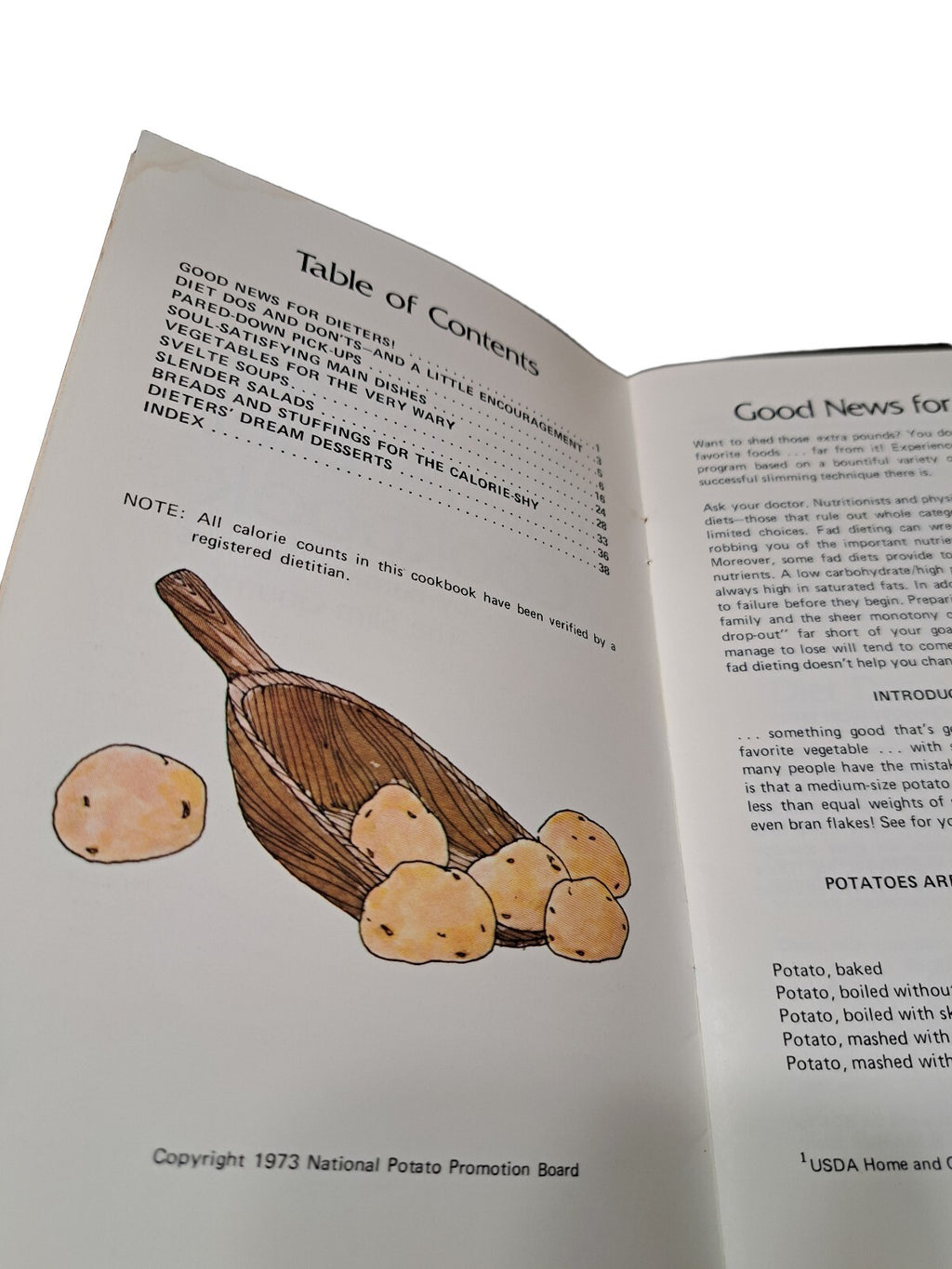 Vintage 1973 The Potato Lover's Diet Cookbook