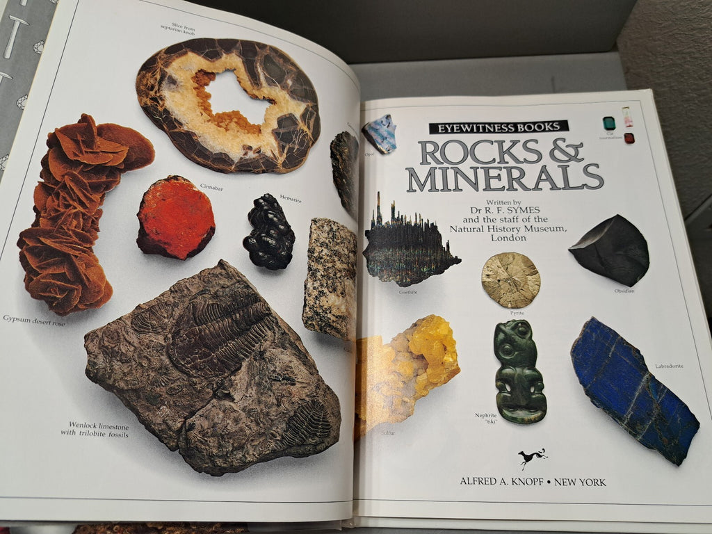 Vintage 1988 first edition of Rocks & Minerals by Eyewitness Books