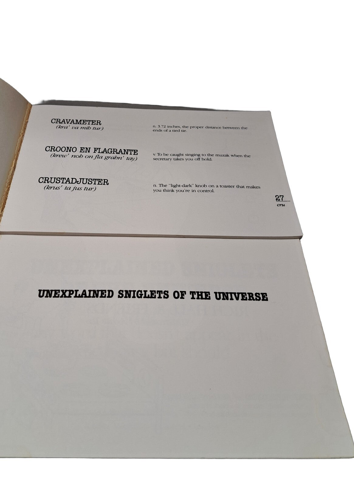 Vintage 1986 Unexplained Sniglets of the Universe