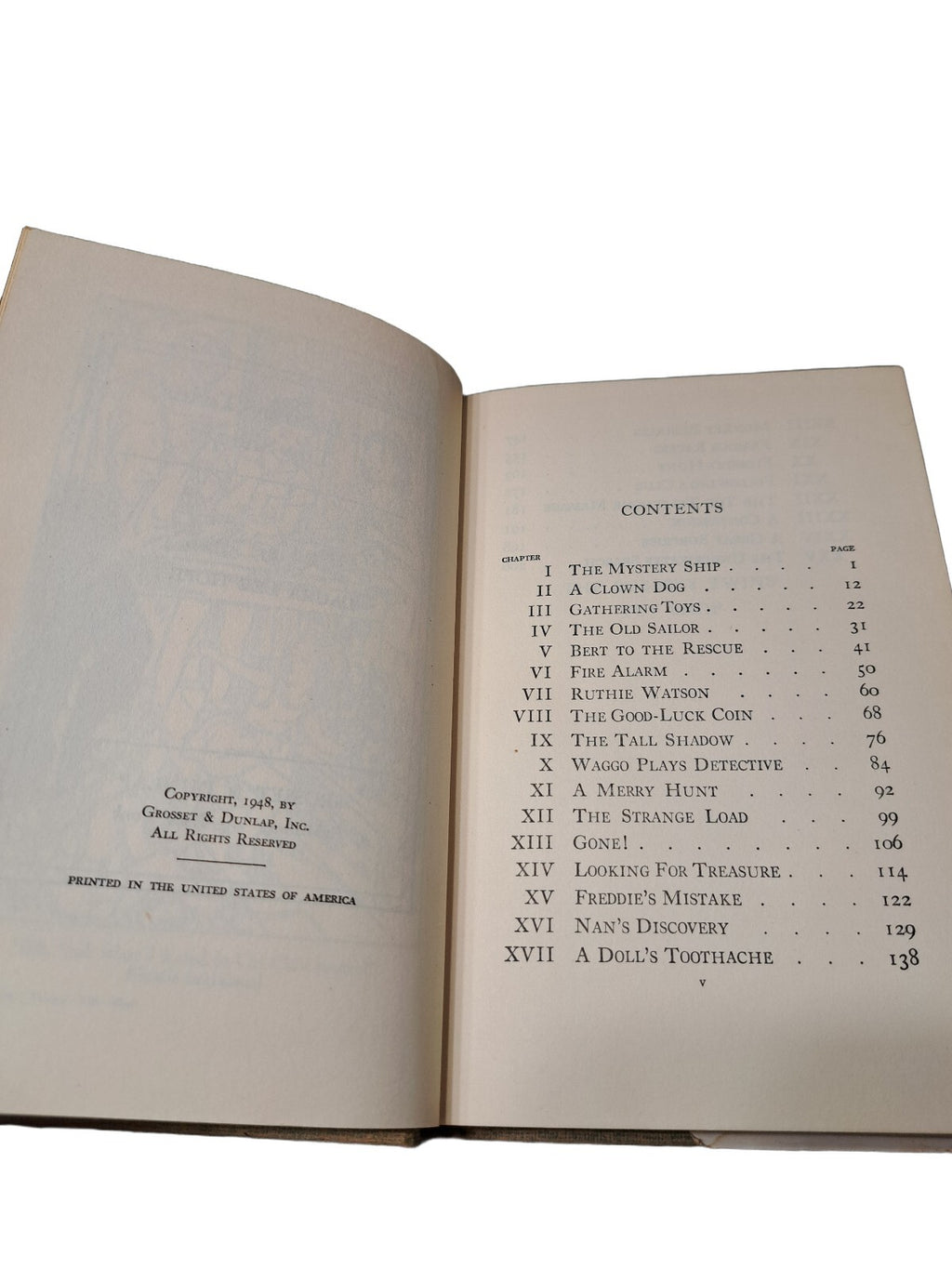 Vintage 1948 first edition of The Bobbsey Twins' Toy Shop book by Laura Lee Hope