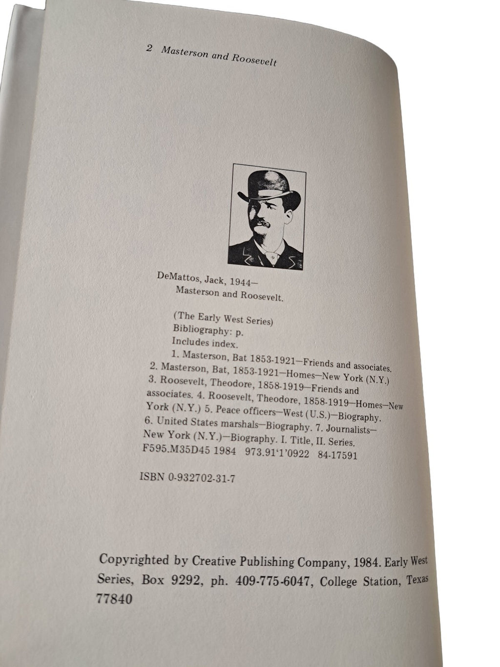 Vintage 1984 Masterson and Roosevelt (The Early West Series book) by Jack DeMattos