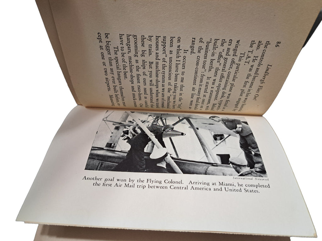 Vintage 1939 edition of Lindbergh Flies On! book by Earl Reeves