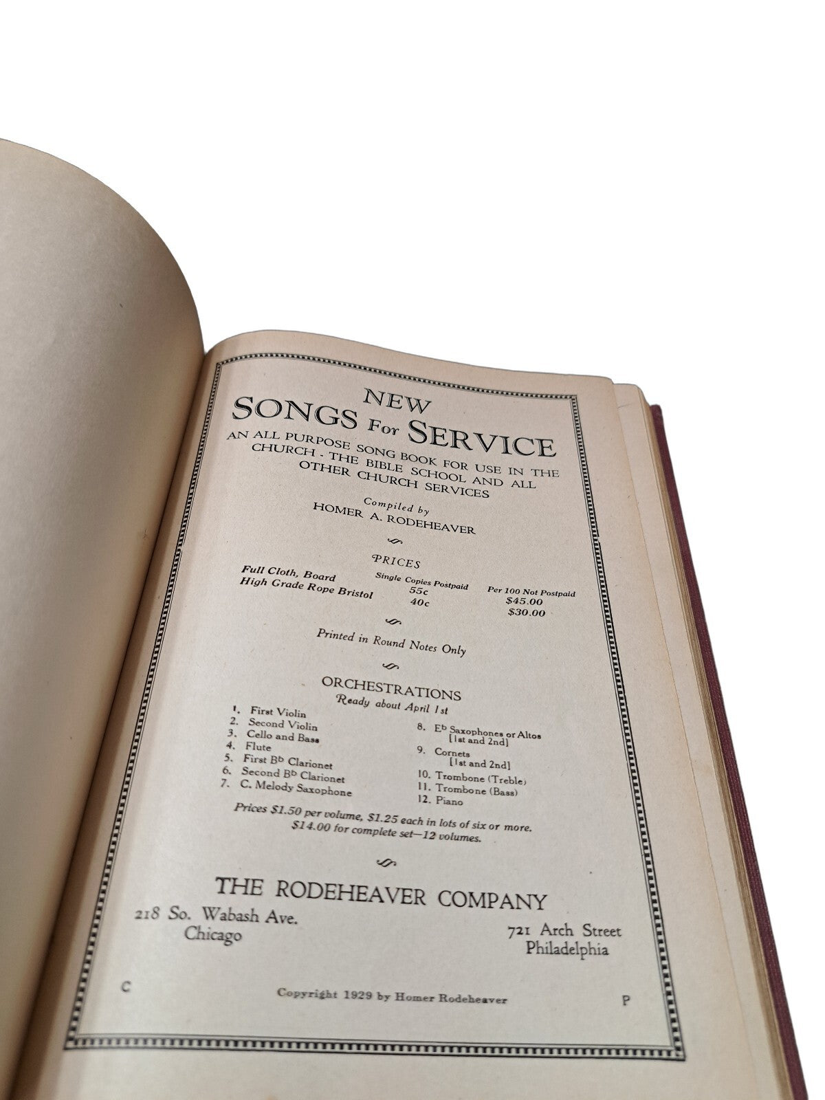 Vintage New Songs for Service book by Homer Rodeheaver