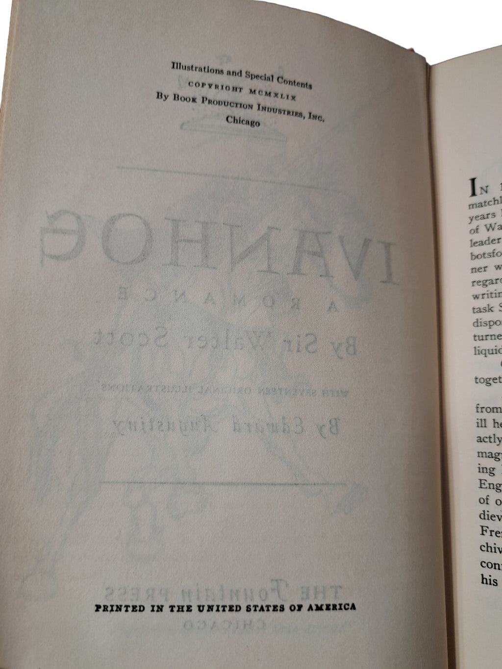 Vintage 1949 Ivanhoe: A Romance book by Sir Walter Scott