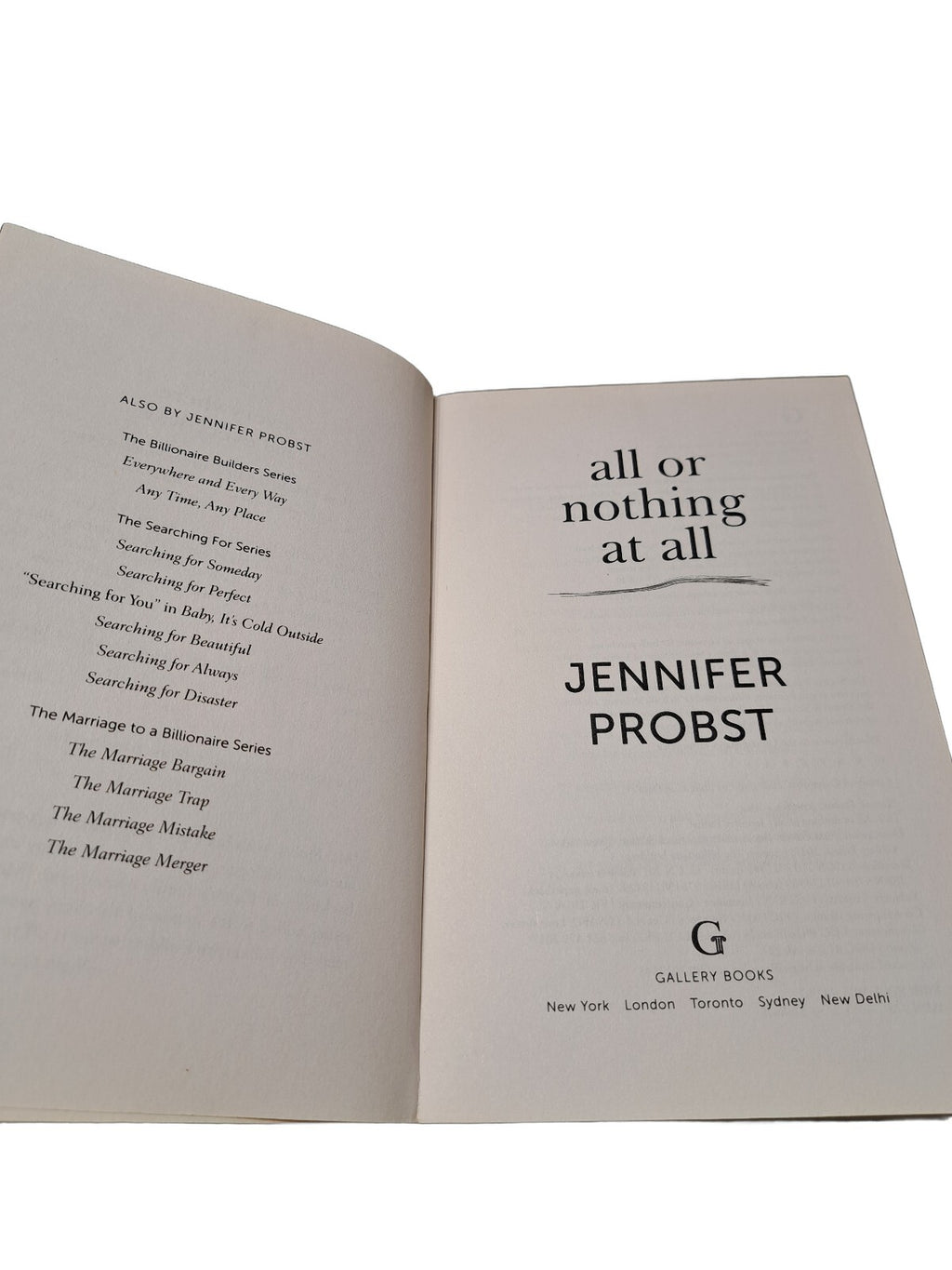 2017 All or Nothing at All by Jennifer Probst