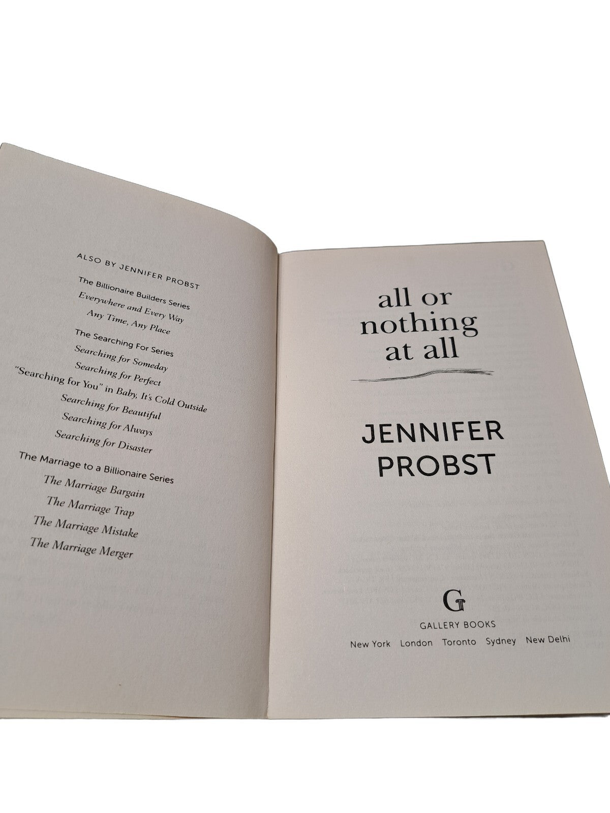 2017 All or Nothing at All by Jennifer Probst