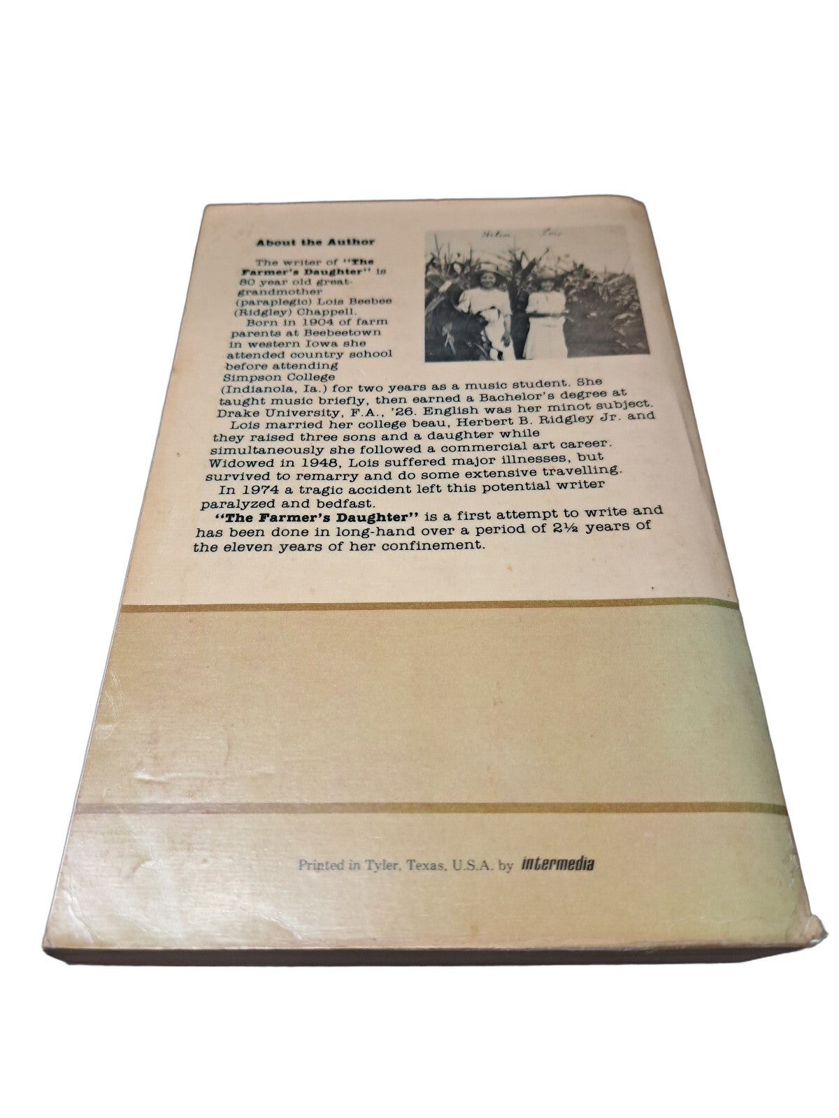 Vintage 1985 The Farmer's Daughter: A True Story book by Lois Beebee