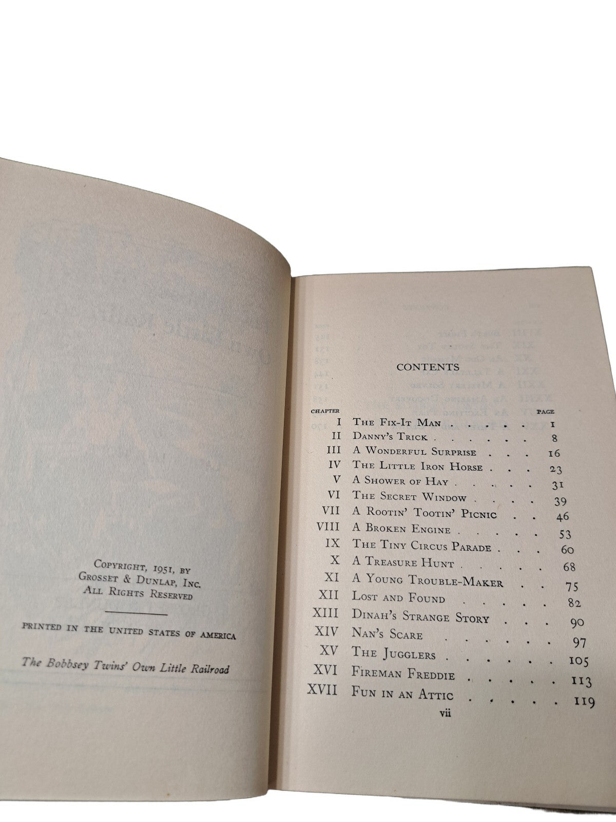 Vintage 1951 first edition of The Bobbsey Twins' Own Little Railroad book by Laura Lee Hope