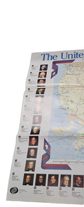 Vintage 1988 large map with American Presidents 1-40