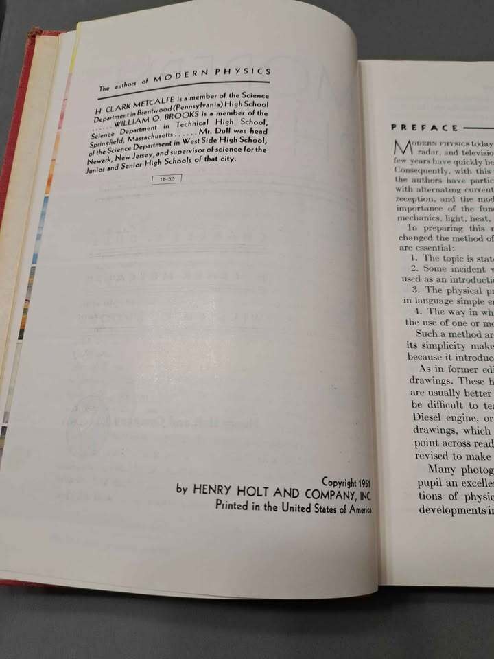 Vintage 1951 Modern Physics by Dull Metcalfe Brooks